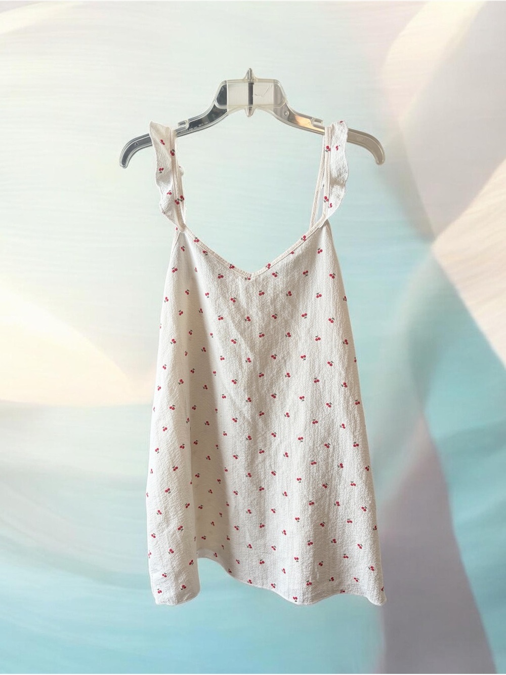 SHEIN White Cami with Red Cherry Print